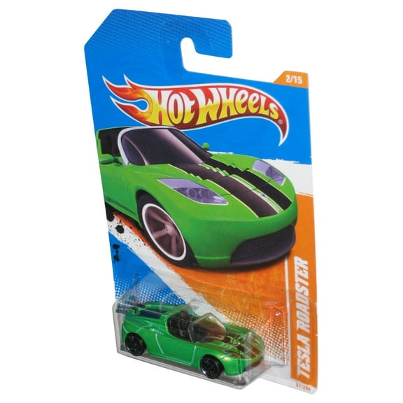 Hot Wheels Track Stars 2/15 (2010) Green Tesla Roadster Toy Car 67/244