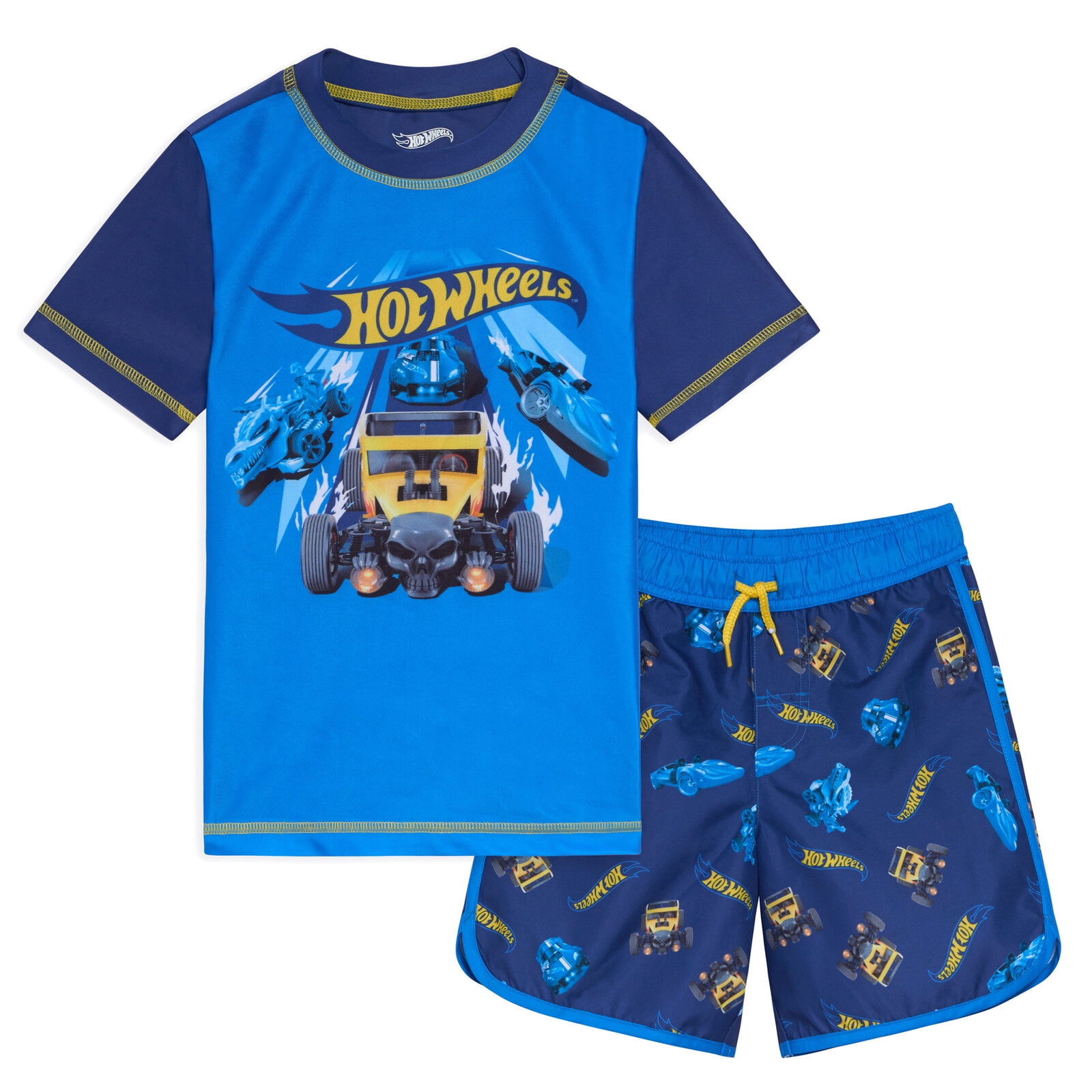 Hot Wheels UPF 50 Swim Suit Rash Guard Swim Trunks Bathing Outfit Set for Kids Walmart
