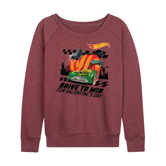 Hot Wheels - Valentine's Drive to Win - Ladies French Terry Long Sleeve Shirt
