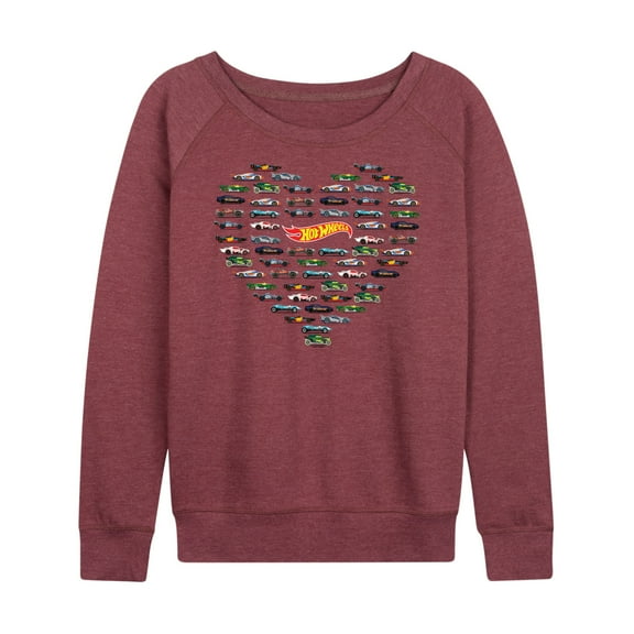 Hot Wheels - Valentine's Hot Wheels Heart - Ladies French Terry Long Sleeve Shirt