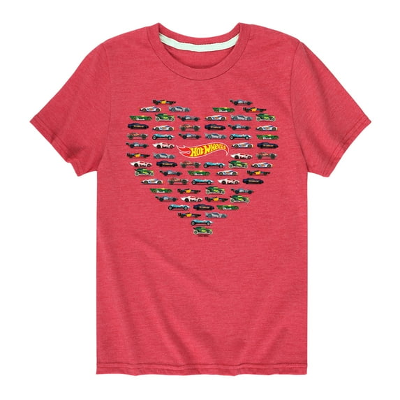 Hot Wheels - Valentine's Hot Wheels Heart - Toddler And Youth Short Sleeve Graphic T-Shirt