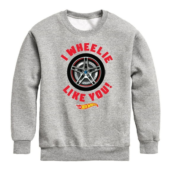 Hot Wheels - Valentine's I Wheelie Like You - Toddler And Youth Crewneck Fleece Sweatshirt
