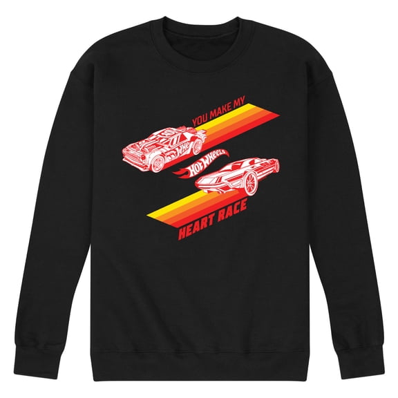 Hot Wheels - Valentine's You Make My Heart Race - Men's Crew Neck Fleece Pullover
