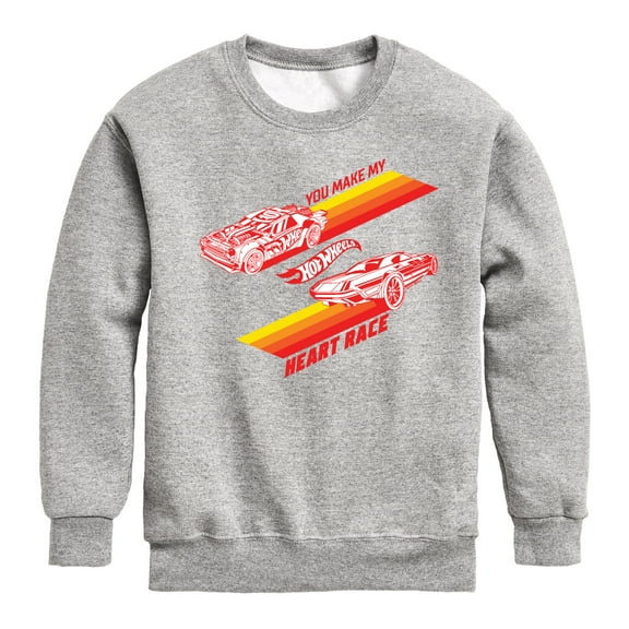 Hot Wheels - Valentine's You Make My Heart Race - Toddler And Youth Crewneck Fleece Sweatshirt