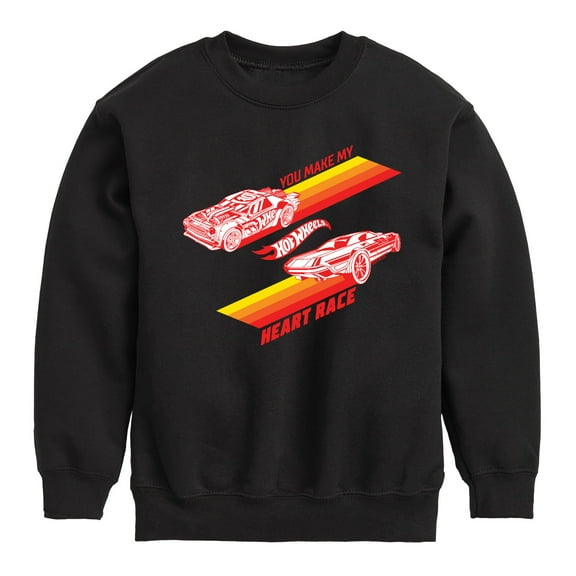 Hot Wheels - Valentine's You Make My Heart Race - Toddler And Youth Crewneck Fleece Sweatshirt