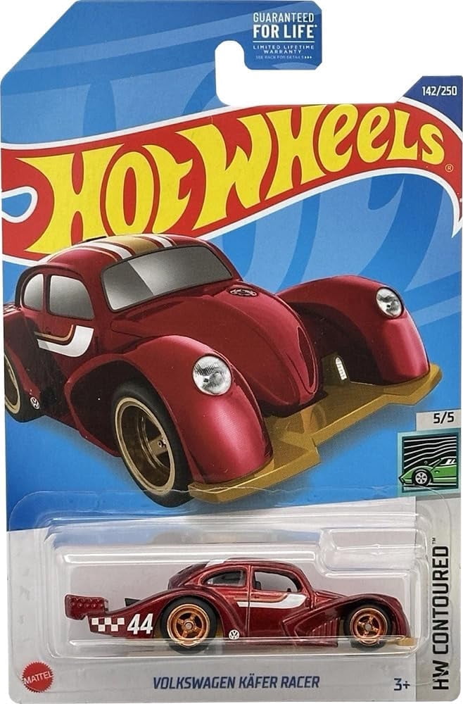 Hot Wheels Volkswagen Käfer Racer Super Treasure Hunt, Red Die-Cast Car, HW Contoured Series, 5/5