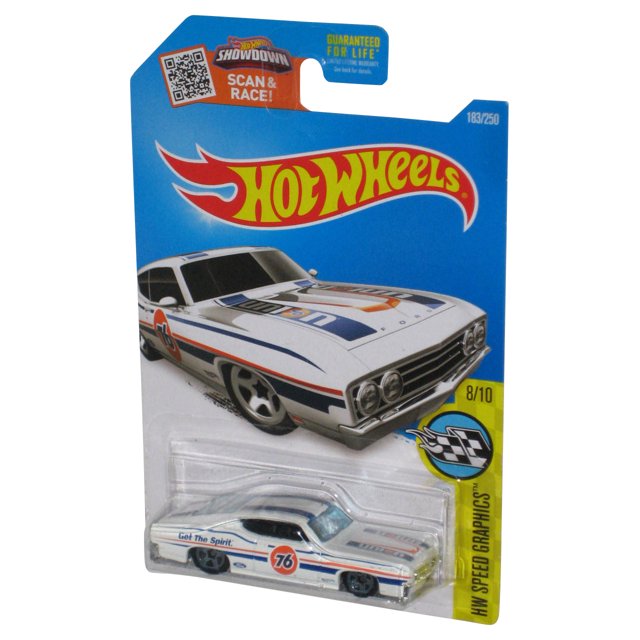 Hot Wheels White '69 Ford Torino Talladega HW Speed Graphics 8/10 Toy