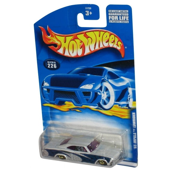 Hot Wheels White & Blue '65 Impala Lowrider (2001) Mattel Toy Car #226