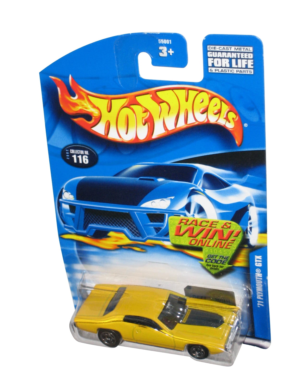 Hot Wheels Yellow '71 Plymourth GTX (2002) Mattel Toy Car