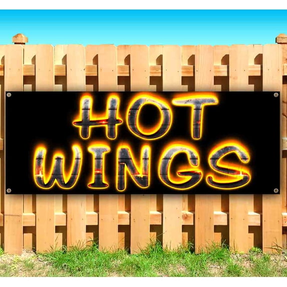 Hot Wings 13 oz Vinyl Banner With Metal Grommets