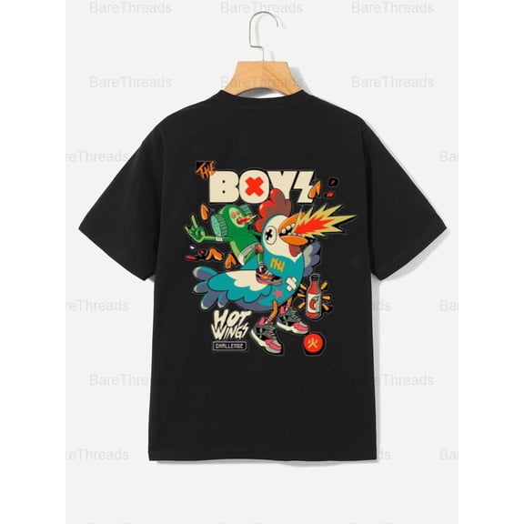 Hot Wings Challenge T-Shirt - Funny Chicken Graphic Tee Foodie Challenge , For Men/Women,Up to 5XL