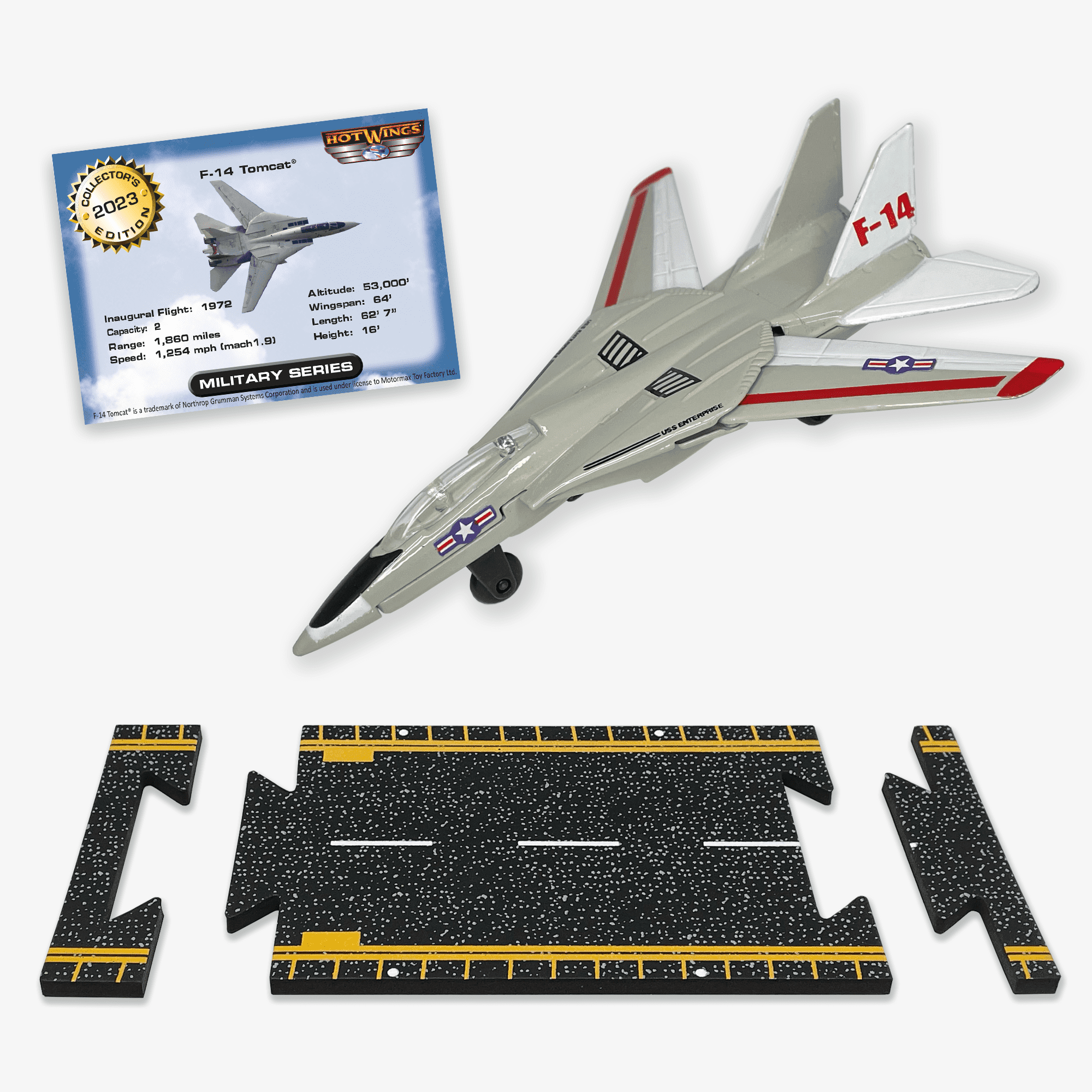 HOT WINGS PLANES Hot Wings F-14 Tomcat (with military markings) Die Cast Collectible Plane with Connectible Runway #1 Seller in Aviation Museums Nationwide