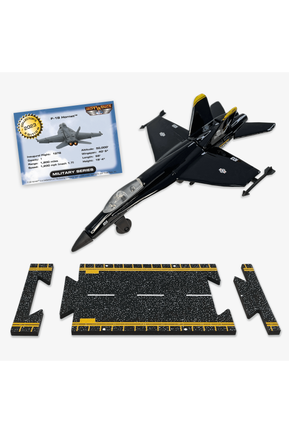 Hot Wings F-18 Black Collectible Plane with Connectible Runway