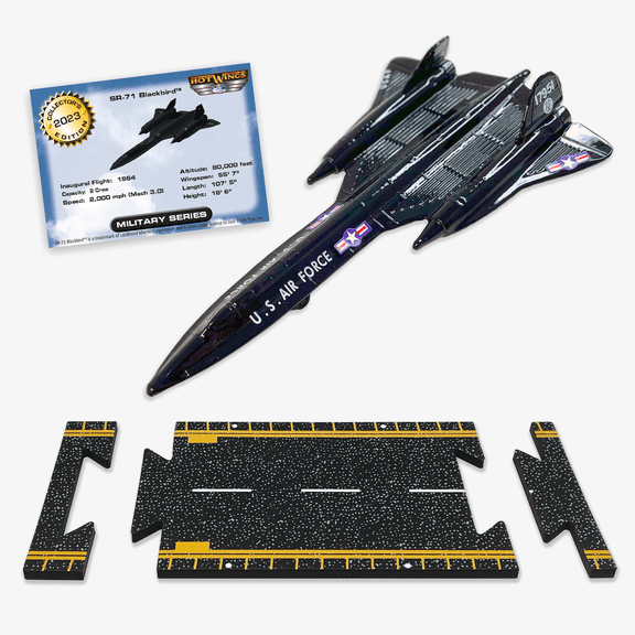 Hot Wings SR-71 Blackbird (without drone) Die Cast Collectible Plane with Connectible Runway #1 Seller in Aviation Museums Nationwide