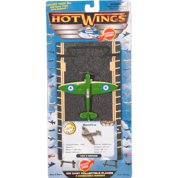 Hot Wings Spitfire with Connectible Runway, Green