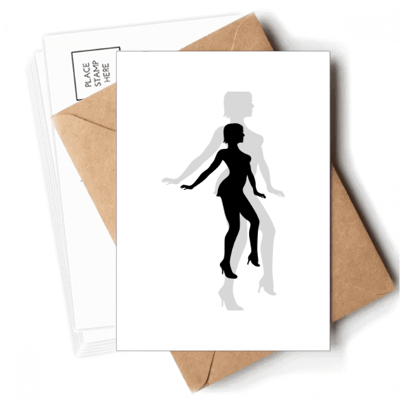 Hot Woman Dancing Outline Postcards Envelopes Blank Note Cards Mailing