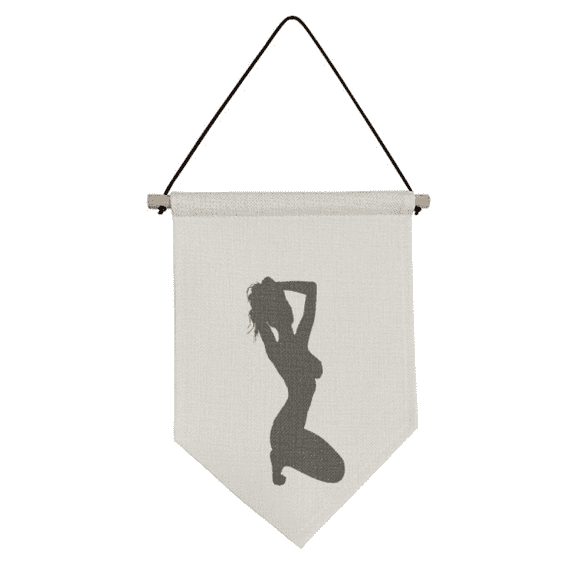 Hot Woman Squats Outline Canvas Flag Hanging Wall Art Decor Banner