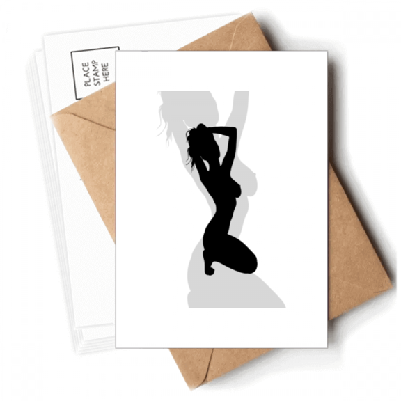 Hot Woman Squats Outline Postcards Envelopes Blank Note Cards Mailing