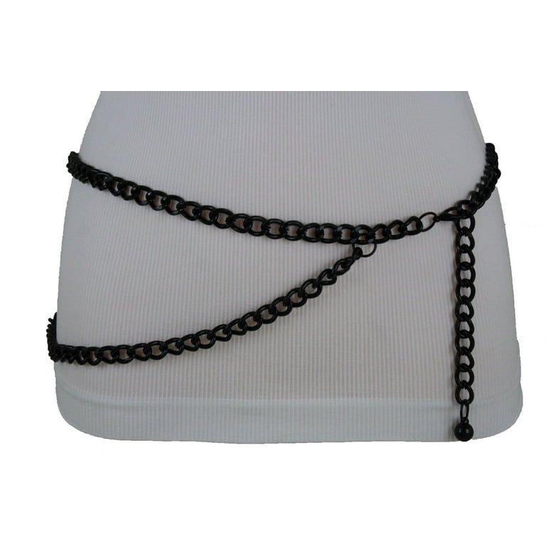Hot Women Belt Black Metal Chain Links Hip Waist New Biker