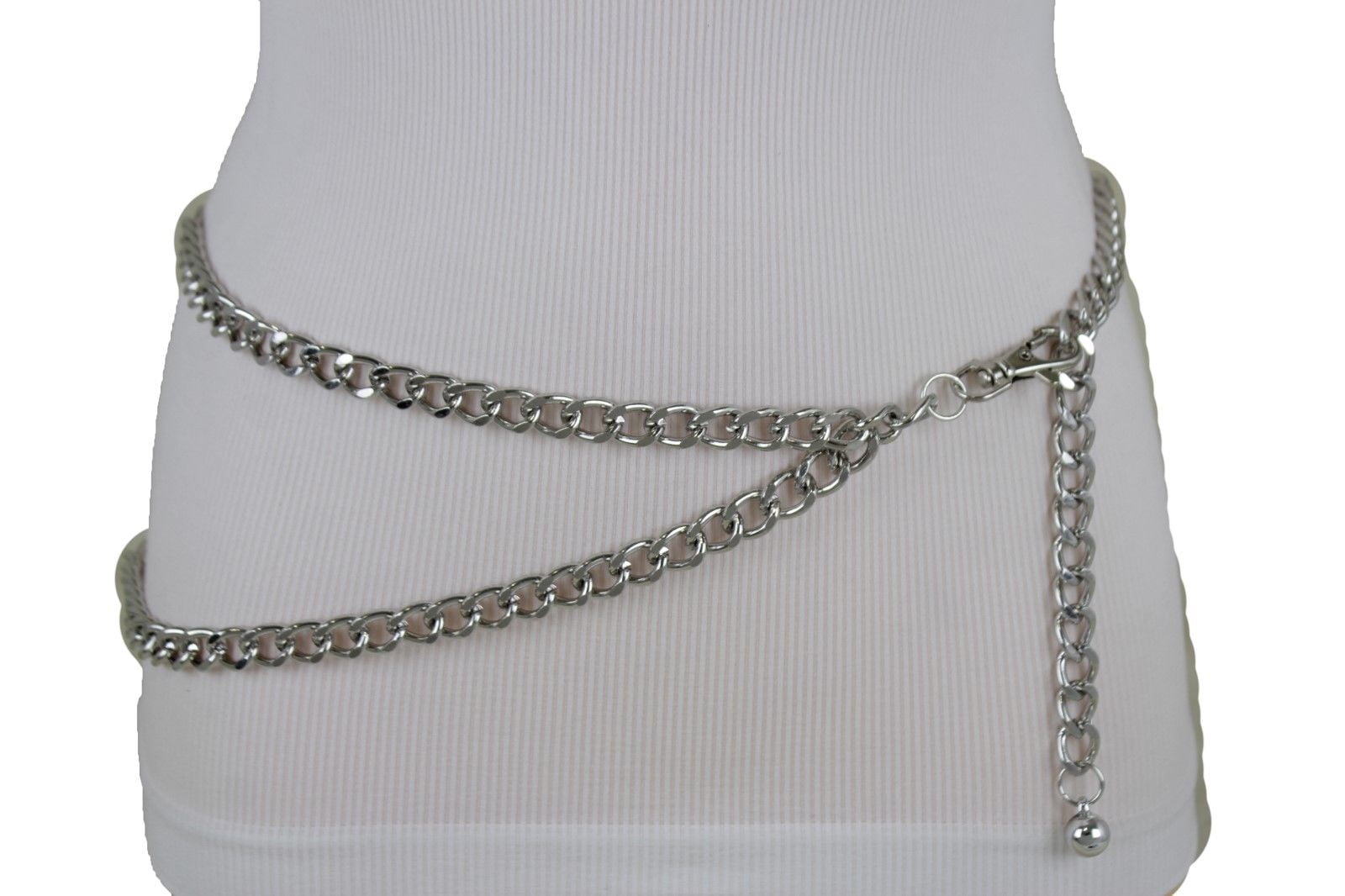 Hot Women Belt Silver Metal Chain Links Hip Waist New Elegant Dressy