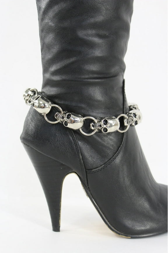 Hot Women Fashion Jewelry Boot Bracelet Silver Metal Chain Skeleton Skull Pirate
