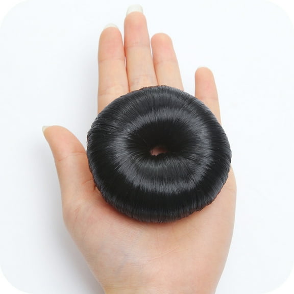 Hot Women Synthetic Fiber Hair Bun Donuts Ring Blonde Hair Extension Wig Hair Rope Black