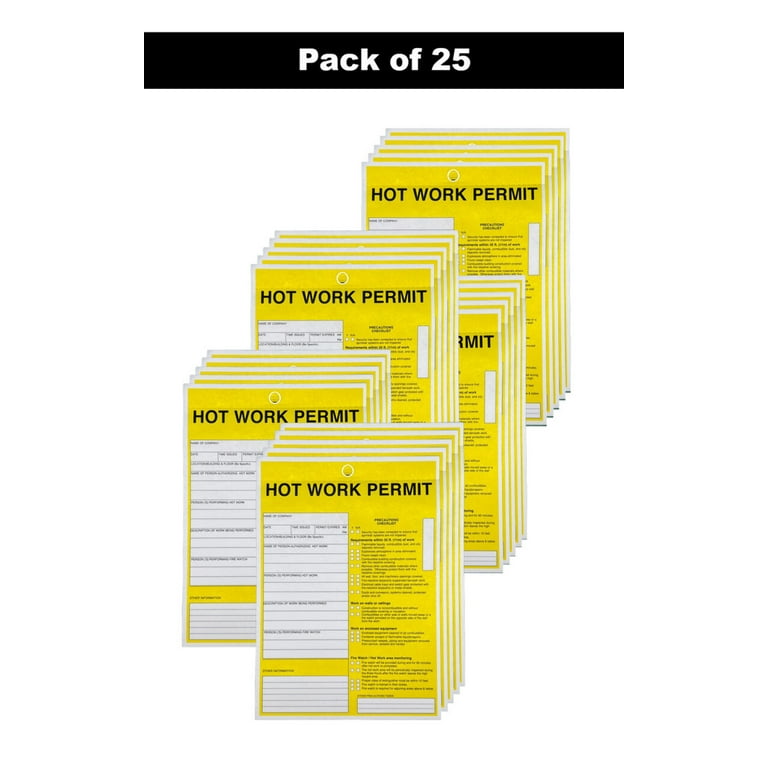 Hot Work Permit Two Part Carbonless Tag 25 per pack