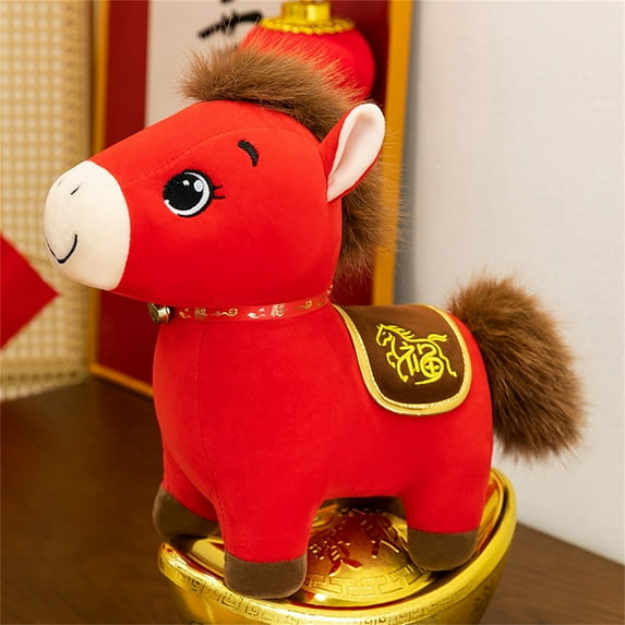 Hot!Year of The Horse Plush Toy, 1 Count, 18 Inch, Red Festive Stuffed ...
