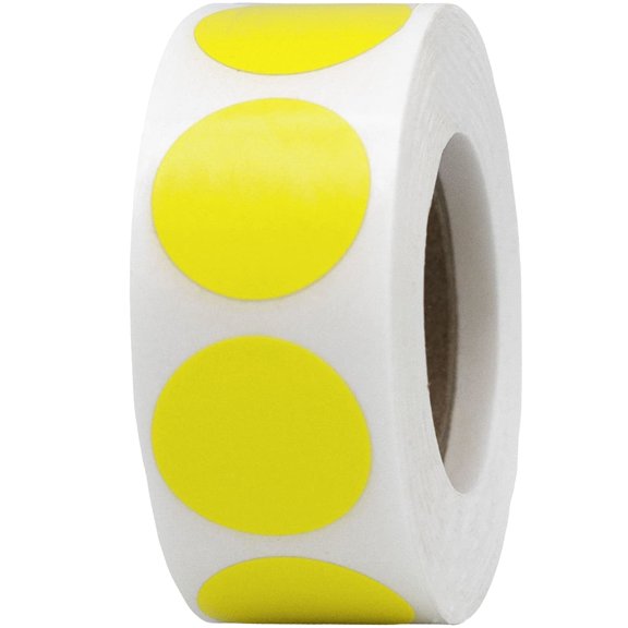 Hot Yellow Circle Dot Stickers | 0.75" Inch Round | 500 Pack