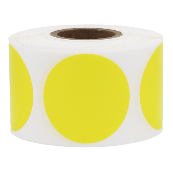Hot Yellow Circle Dot Stickers | 1.5" Inches Round | 500 Pack