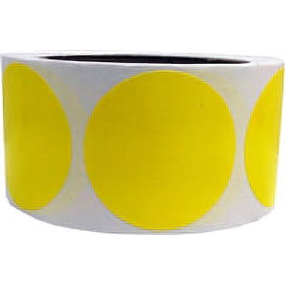 Hot Yellow Circle Stickers | 2" Inches Round | 500 Pack