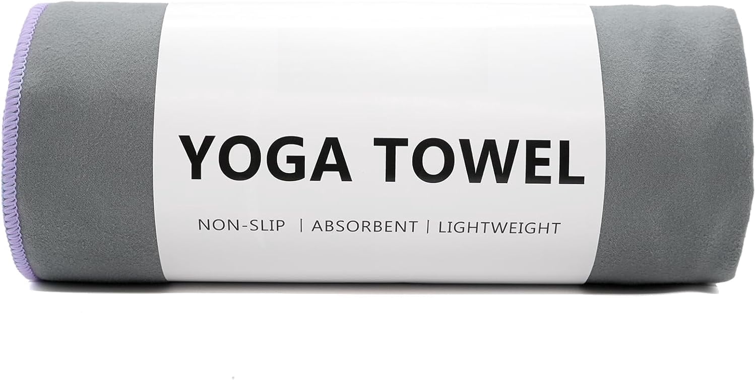 Eunzel Yoga Towel Bundle - Purple & Blue Non-Slip Towels For Hot Yoga, 72"x24" With Travel Bag