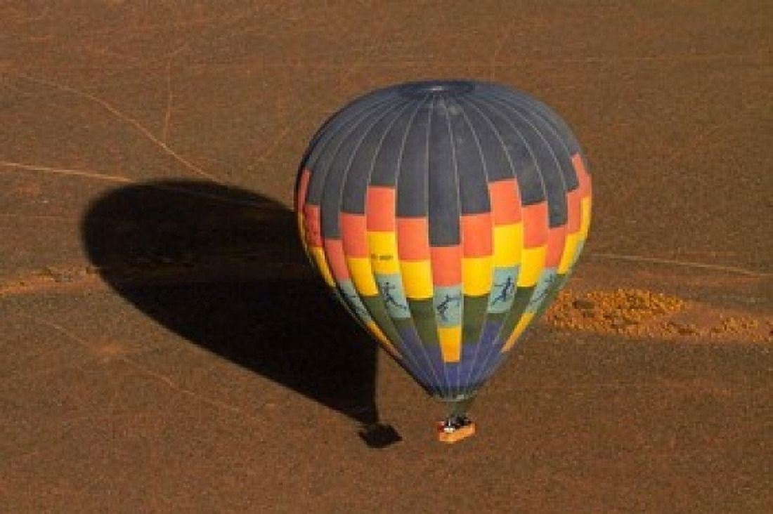 Hot air balloon over Namib Desert near Sesriem Namibia Africa Canvas Art - David Wall DanitaDelimont (24 x 15)