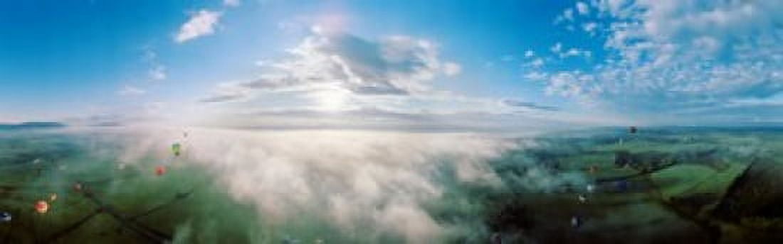 Hot air balloons flying over mountain Adirondack Mountains New York State USA Canvas Art - Panoramic Images (36 x 12)