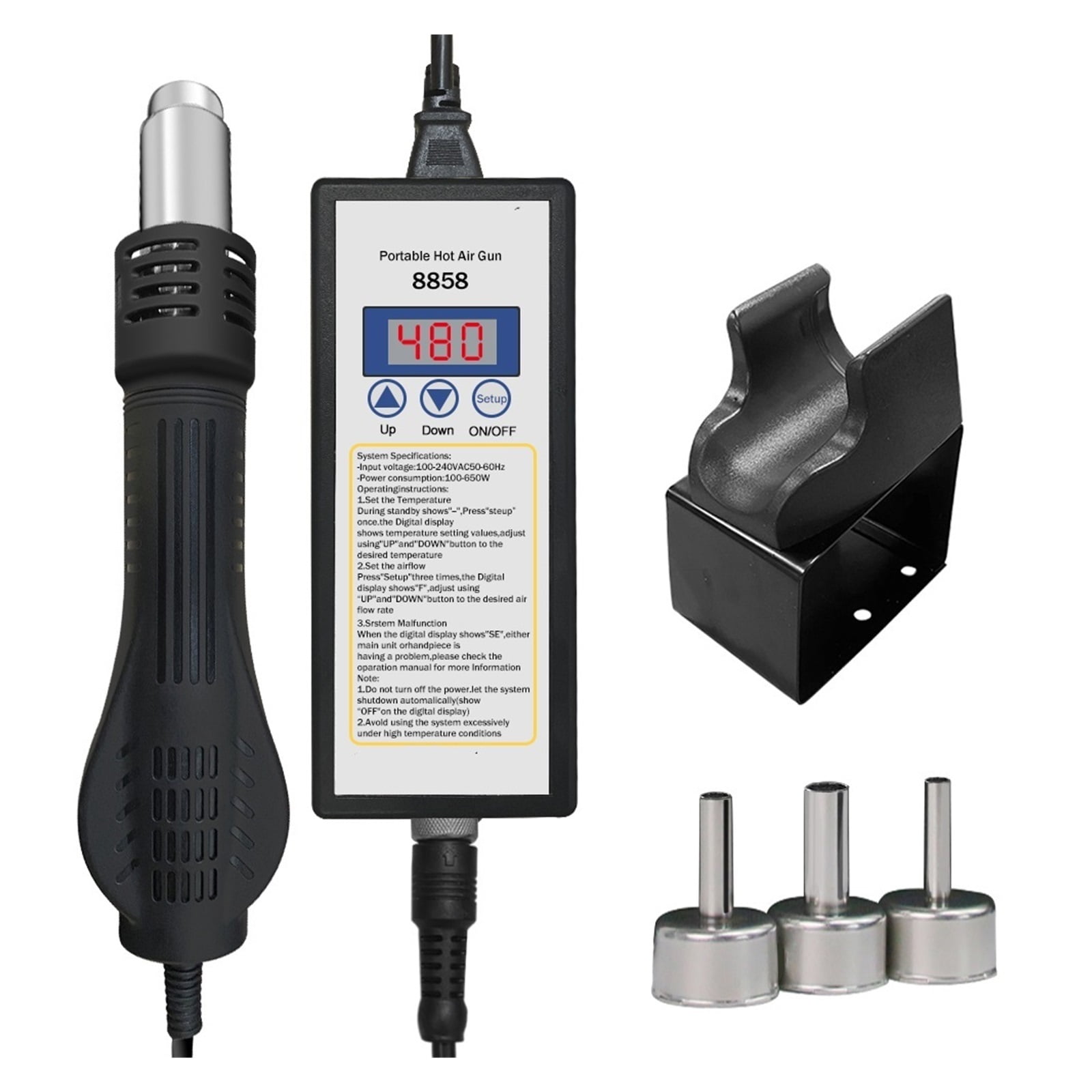 Hot air gun 8858 Micro Rework soldering station LED Digital Hair dryer for soldering 650W Heat Gun welding repair tools Heat Gun ,Variable Temperature