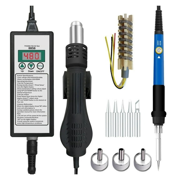 Hot air gun 8858 Micro Rework soldering station LED Digital Hair dryer for soldering 650W Heat Gun welding repair tools Heat Gun ,Variable Temperature