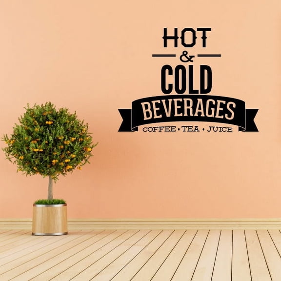 Hot and Cold Beverages Decal - 36 Inches
