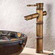 Hot and Cold Water Taps,All Bronze Bamboo Joint Antique Kitchen Sink Faucet,Basin Mixer Tap,for Kitchen Cleaning