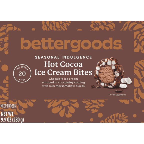 Bettergoods Hot Cocoa Ice Cream Bites, 20 Count Frozen Dessert Treats