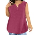 thumbnail image 1 of Hot days, bold styles Olyvenn Plus Size Tops for Women Dressy Casual V Neck Sleeveless Summer Tank Shirts Loose Fit Oversized Basic Tee Shirts Wine L, 1 of 5