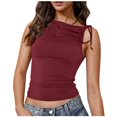 thumbnail image 1 of Hot days, bold styles. Olyvenn Women One Shoulder Ruched Crop Tank Tops Y2K Off The Shoulder Twist Strap Summer Tanks Tops Going Out Crop Shirts Red L, 1 of 7