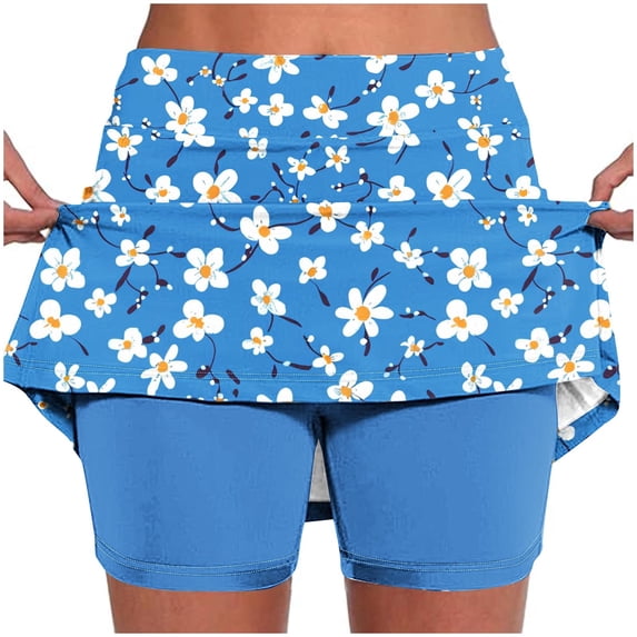 Hot days, bold styles. Olyvenn Women's Skorts High Waist Shorts with Pockets Athletic Skirts A-Line Golf Tennis Running Workout Sports Shorts Blue 10