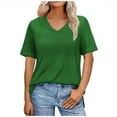 thumbnail image 1 of Hot days, bold styles. Olyvenn Womens Summer Tops Short Sleeve Shirts Trendy V Neck T Shirts for Women Casual Tops Loose Tees Tops 2025 Trending Now Green XXL, 1 of 6