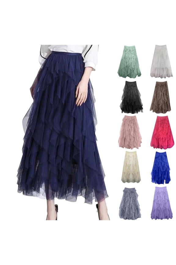 Hot days, bold styles SMihono Casual Skirts for Women,Retro Elastic High Waisted Flapper Long Skirt,Lightweight Boho Fall Maxi Skirt for Women Under Dress Beige 4-8