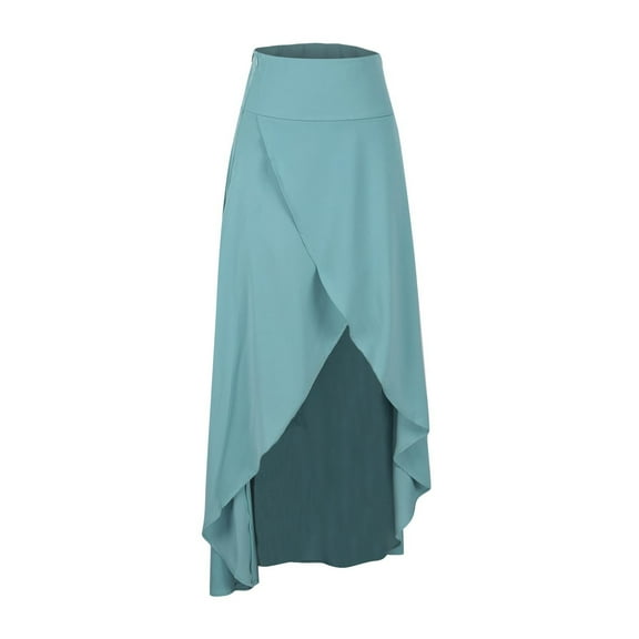 Hot days, bold styles SMihono High Waist Wrap Skirt with Shorts Flowy Skirts for Women Trendy Summer Ruffle High Low Maxi Skirt with Slit Light Blue 4