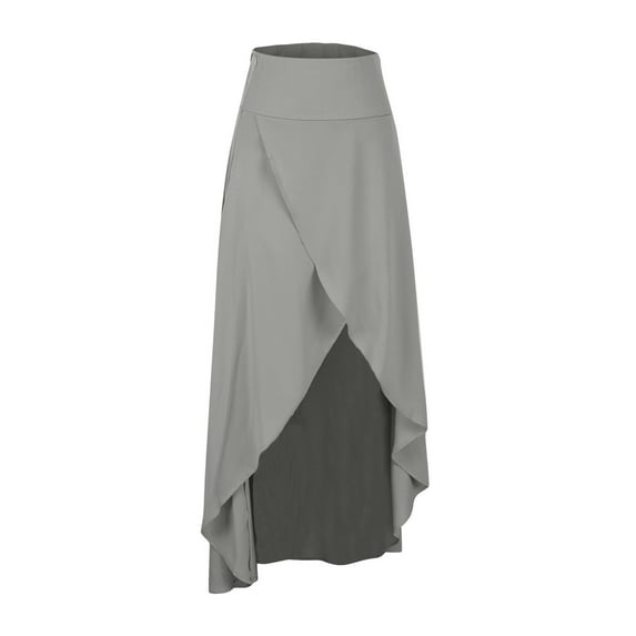Hot days, bold styles SMihono High Waist Wrap Skirt with Shorts Flowy Skirts for Women Trendy Summer Ruffle High Low Maxi Skirt with Slit Gray 8