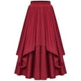 thumbnail image 1 of Hot days, bold styles SMihono Renaissance Skirts for Women Double Layered Long Skirt with Pockets Pleated High Low Elegant Court-Inspired Vintage Skirt Red 4, 1 of 6