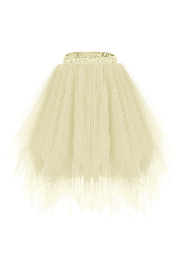 Hot days, bold styles SMihono Tutu Skirts for Women Adults 80s Prom Dress Tutus Skort Multi-Layered Elastic Waist Short Tulle Skirts Yellow Free Size