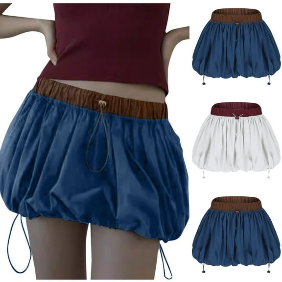 Hot days, bold styles SMihono Women Y2k Bubble Mini Skirt Ruffle Hem A Line Puffy Short Skirt Layered Pleated Balloon Skirt Summer Streetwear White 6