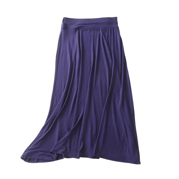 Hot days, bold styles SMihono Women's Maxi Skirt Trendy Modal Solid Flowy Skirts Casual Elastic Waist A-Line Skirt 2025 Summer Cozy Lounge Skirts Navy 4